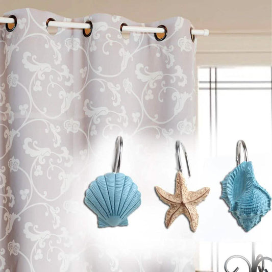 12-Pieces: Seashell Shower Curtain Hooks Bathroom Beach Shell DailySale
