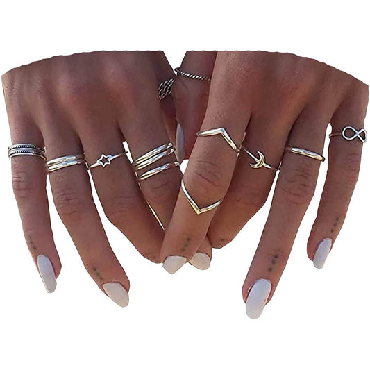 12-Pieces Set: Silver Rings for Teen DailySale