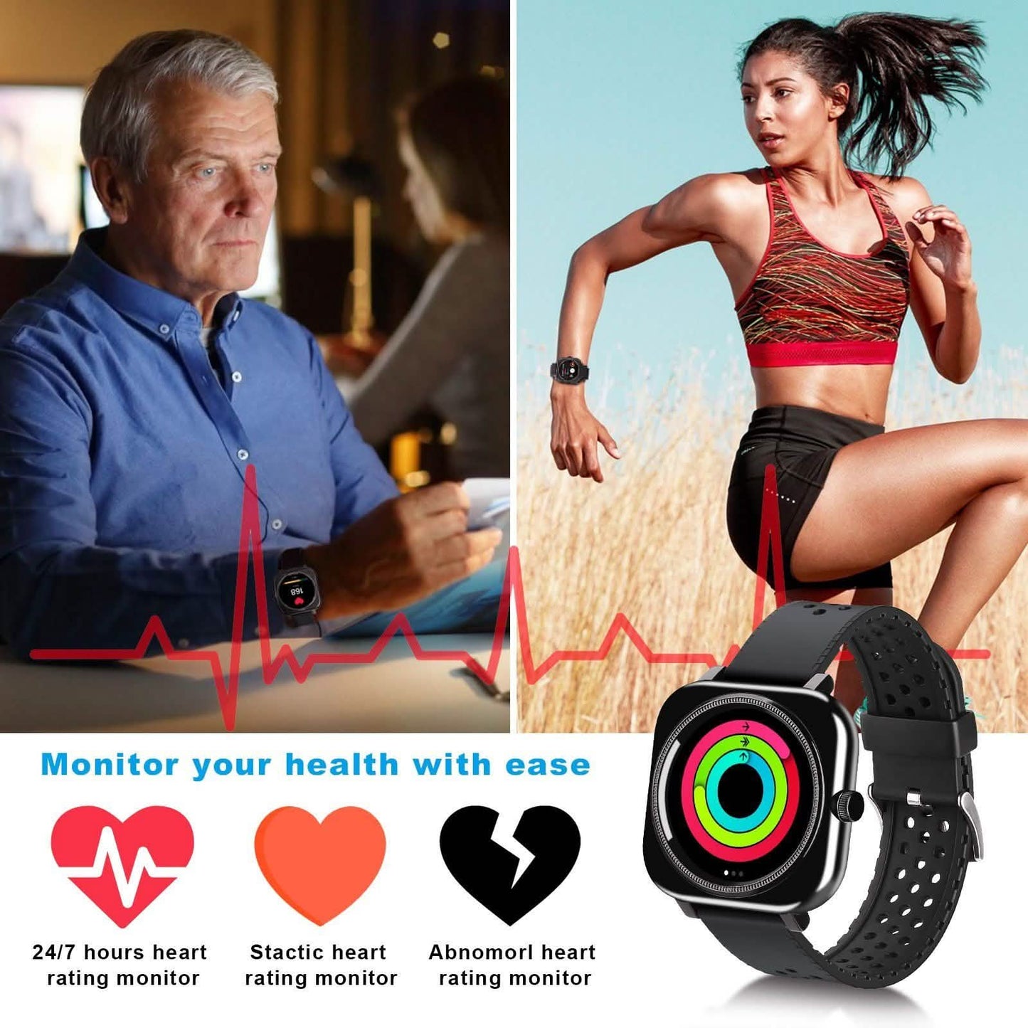 1.28'' Touch Screen Smartwatch Handsfree Bluetooth Sport Fitness Tracker DailySale