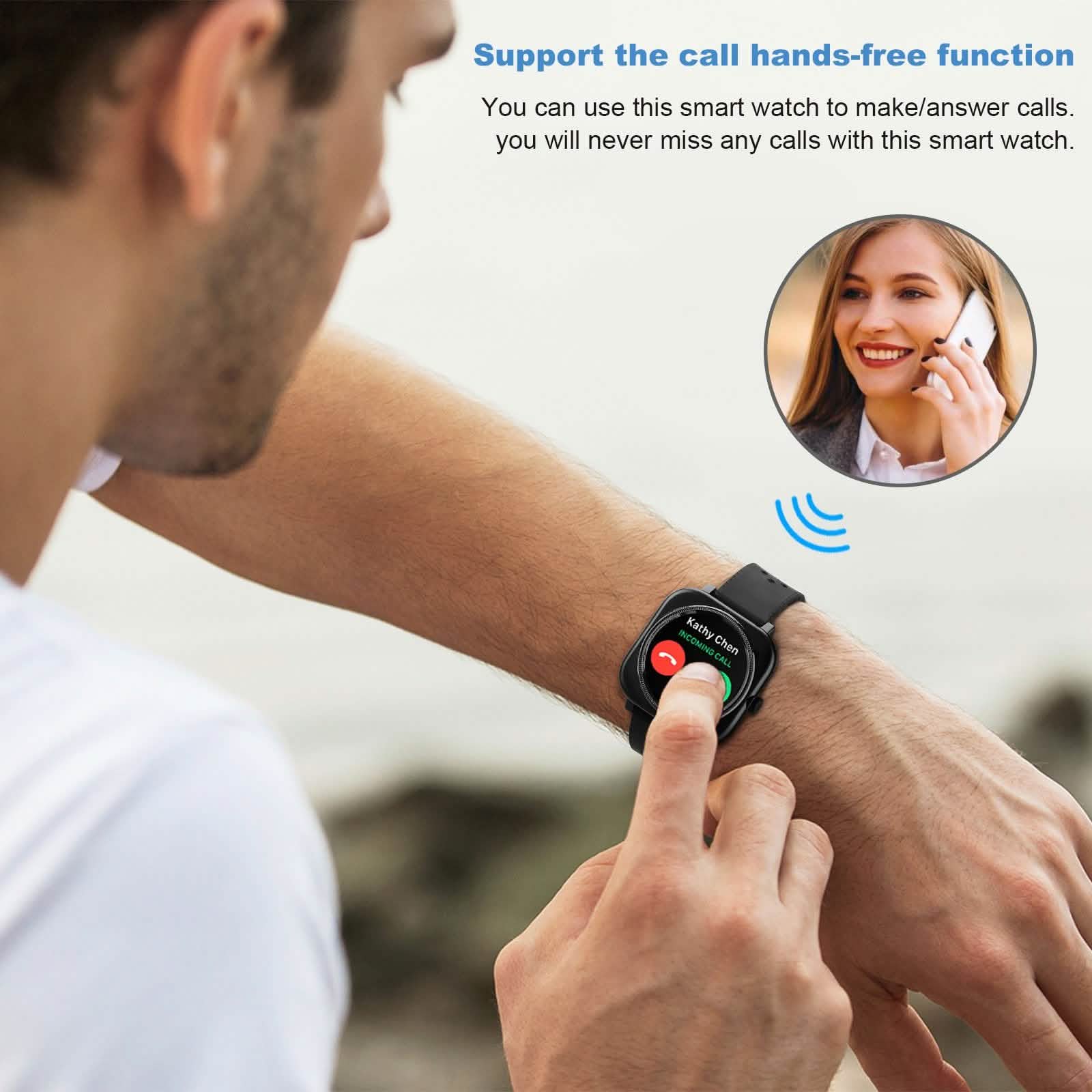 1.28'' Touch Screen Smartwatch Handsfree Bluetooth Sport Fitness Tracker DailySale