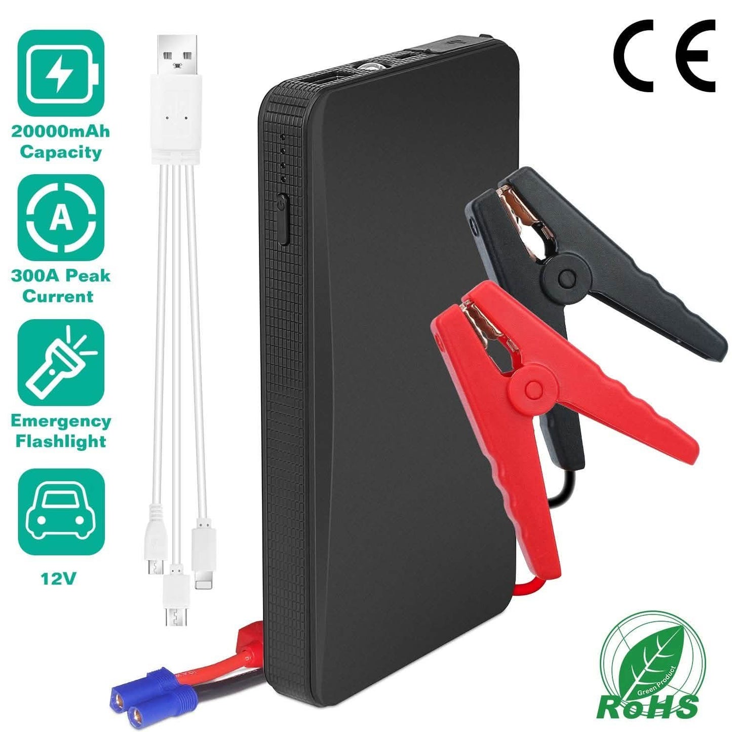 12V Car Jumper Starter 300A Peak 20000 mAh Battery Charger DailySale