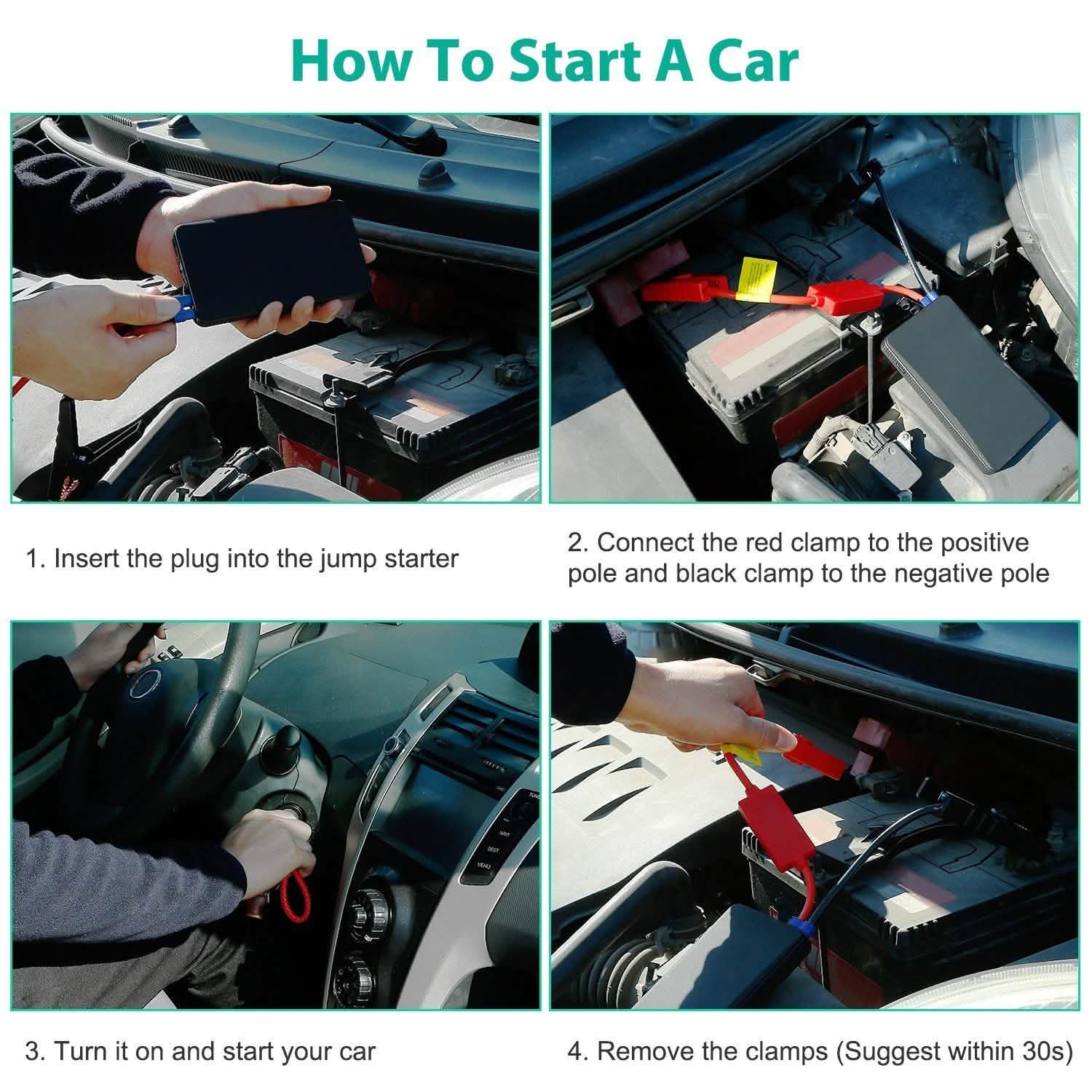 12V Car Jumper Starter 300A Peak 20000 mAh Battery Charger DailySale