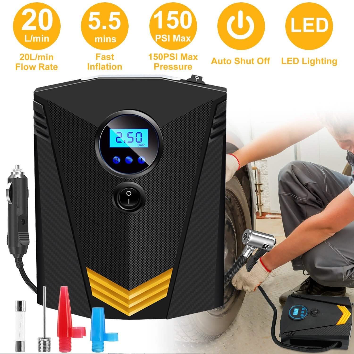 12V DC 100W 150PSI Digital Tire Inflator DailySale