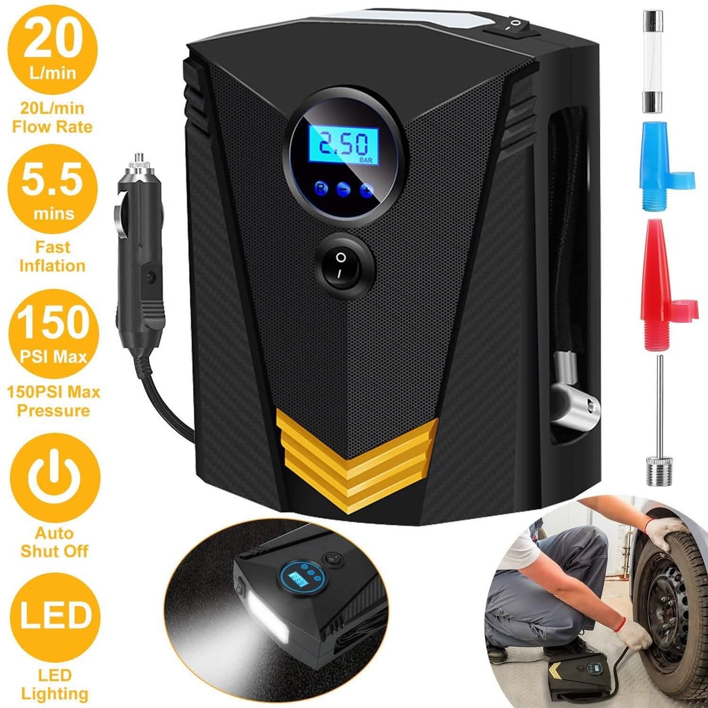 12V DC 100W 150PSI Digital Tire Inflator DailySale