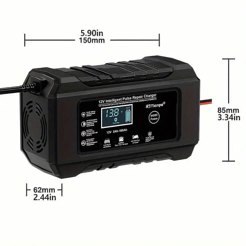 12V Intelligent Pulse Repair Smart Battery Charger with LCD Display DailySale