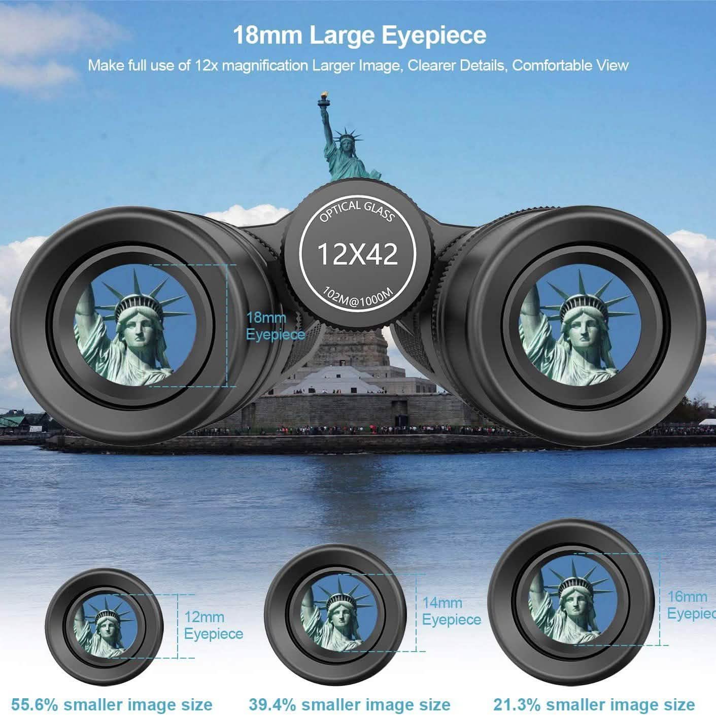 12x42 HD Binoculars for Adults with Universal Phone Adapter DailySale