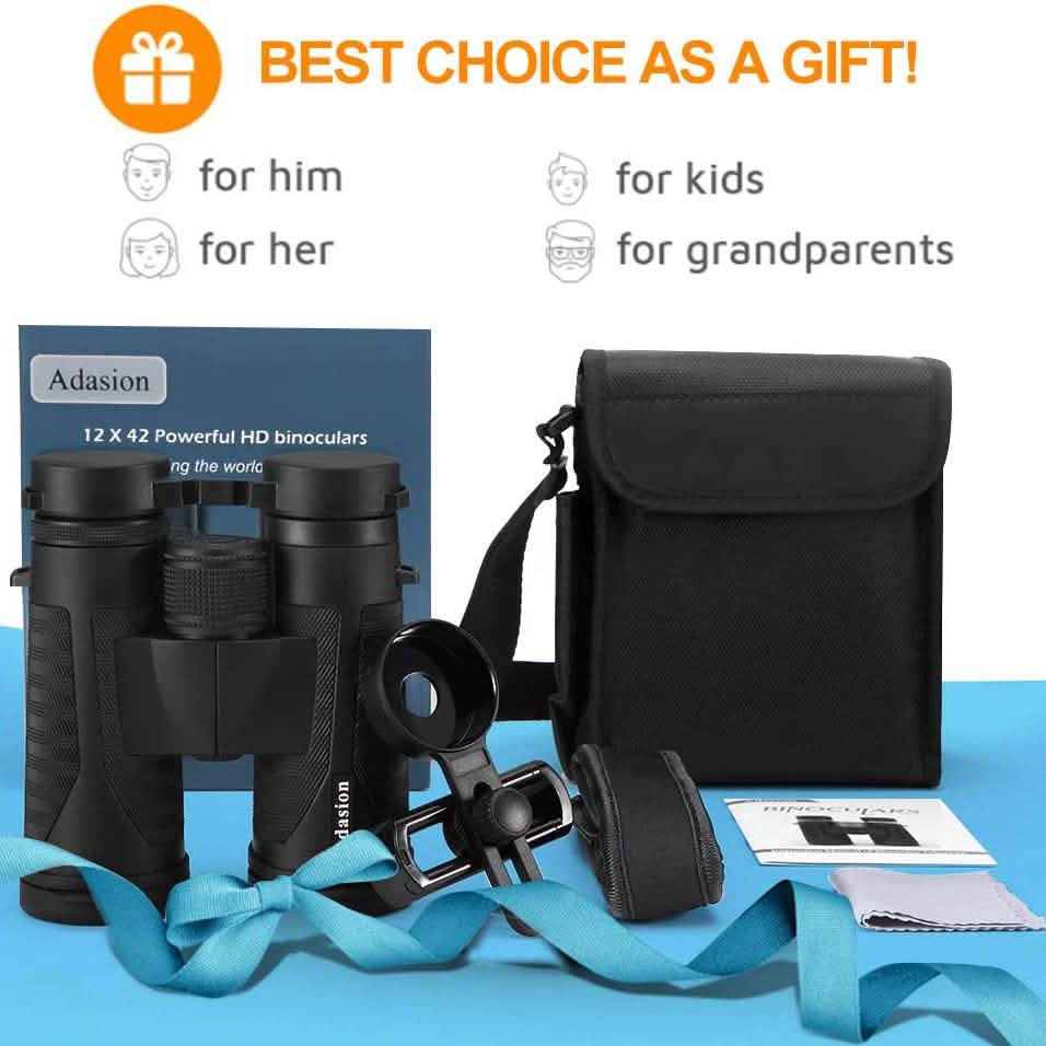 12x42 HD Binoculars for Adults with Universal Phone Adapter DailySale