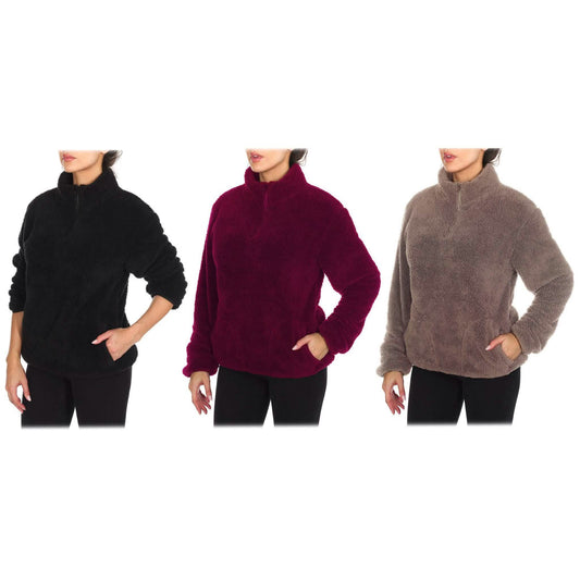 1/4 Zip Collared Sherpa In and Out Lined Pull Over with 2 Pockets DailySale