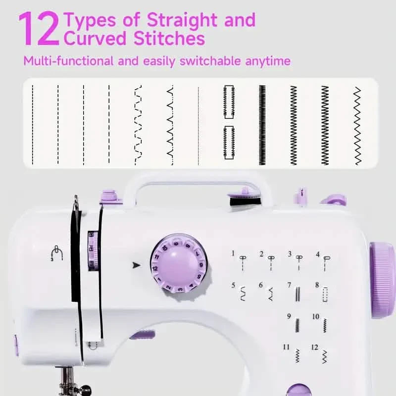 Pro Portable Electric Sewing Machine – 12 Stitches, Adjustable Speed, Multifunctional DailySale