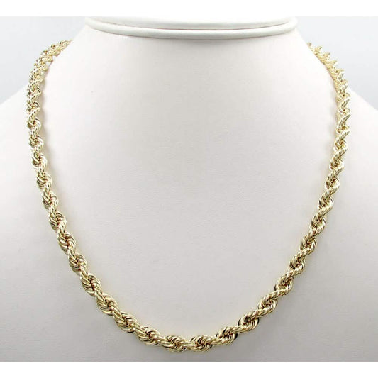 14K 4mm Genuine Solid Yellow Gold Rope Necklace Chain DailySale