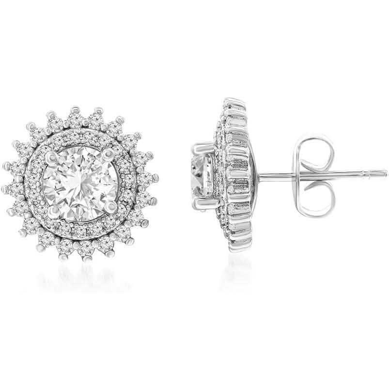 14k Gold-Plated Brass Stud Earrings with 7mm Cubic Zirconia Center Stone DailySale