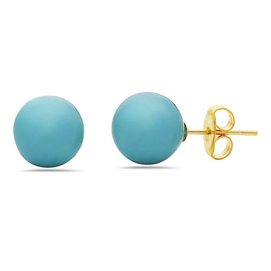 14K Gold Created Turquoise Stud Earrings by MUIBLU Gems DailySale