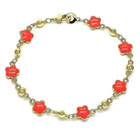 14k Gold Filled High Polish Finish Enamel Flower Bracelet DailySale