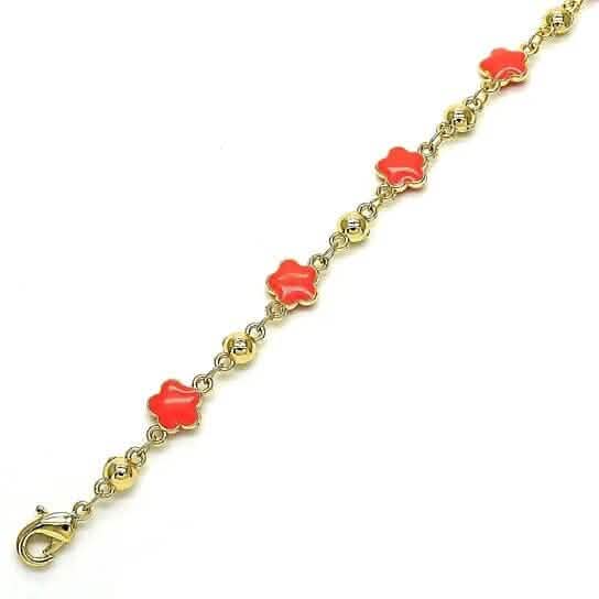 14k Gold Filled High Polish Finish Enamel Flower Bracelet DailySale