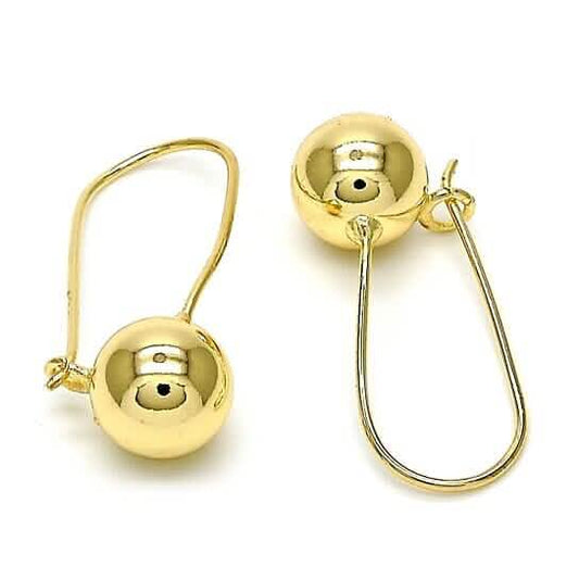 14K Gold Filled High Polish Finish Leverback Earring, Ball Design, Polished Finish, Golden Tone DailySale