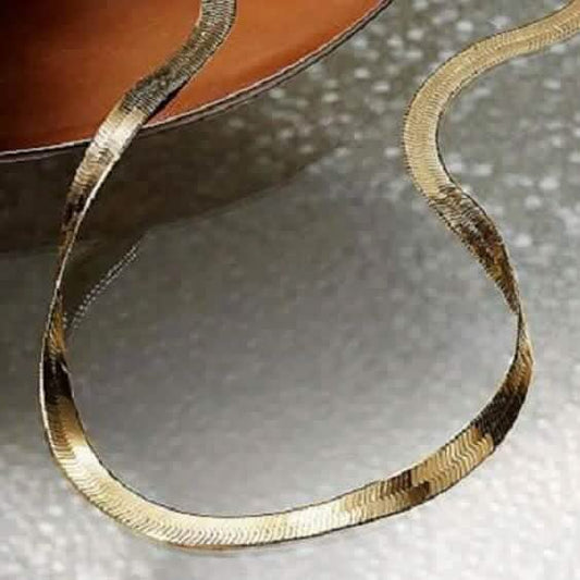 14K Gold High Polish Finish Flat Herringbone Chain Necklace DailySale