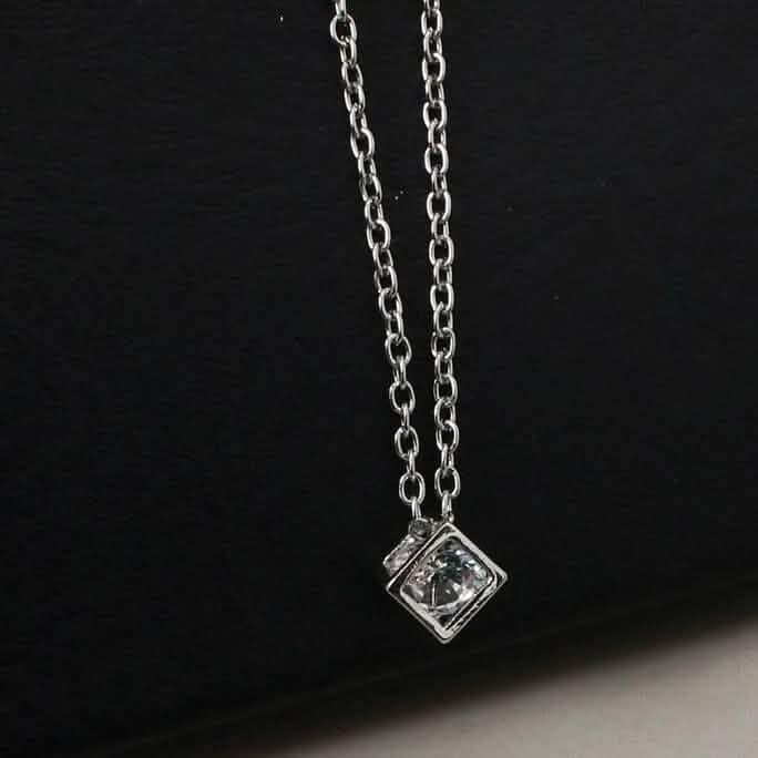 14K Gold Love Cube Three-Dimensional Diamond Shape Necklace Cz Pendant DailySale
