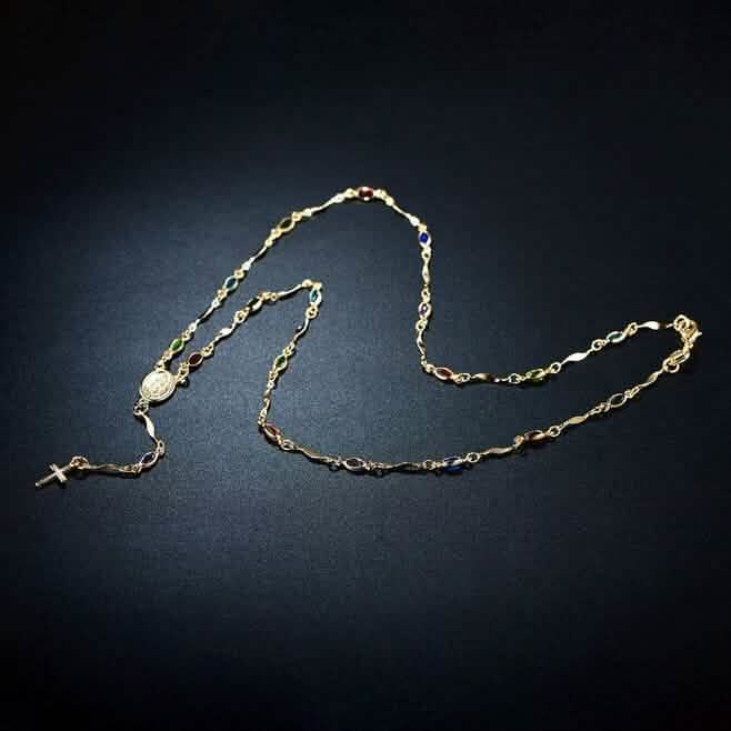 14K Gold Multicolor Virgin Mary Necklace DailySale
