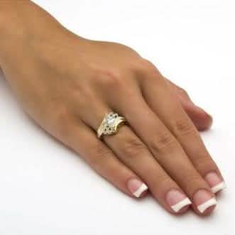 14k Gold Overlay Marquise-Cut Cubic Zirconia Solitaire Ring DailySale