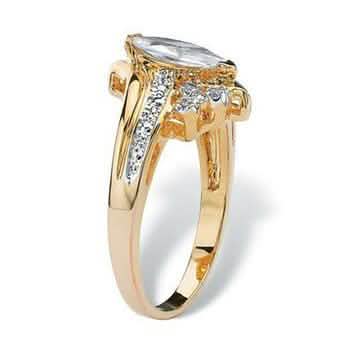 14k Gold Overlay Marquise-Cut Cubic Zirconia Solitaire Ring DailySale