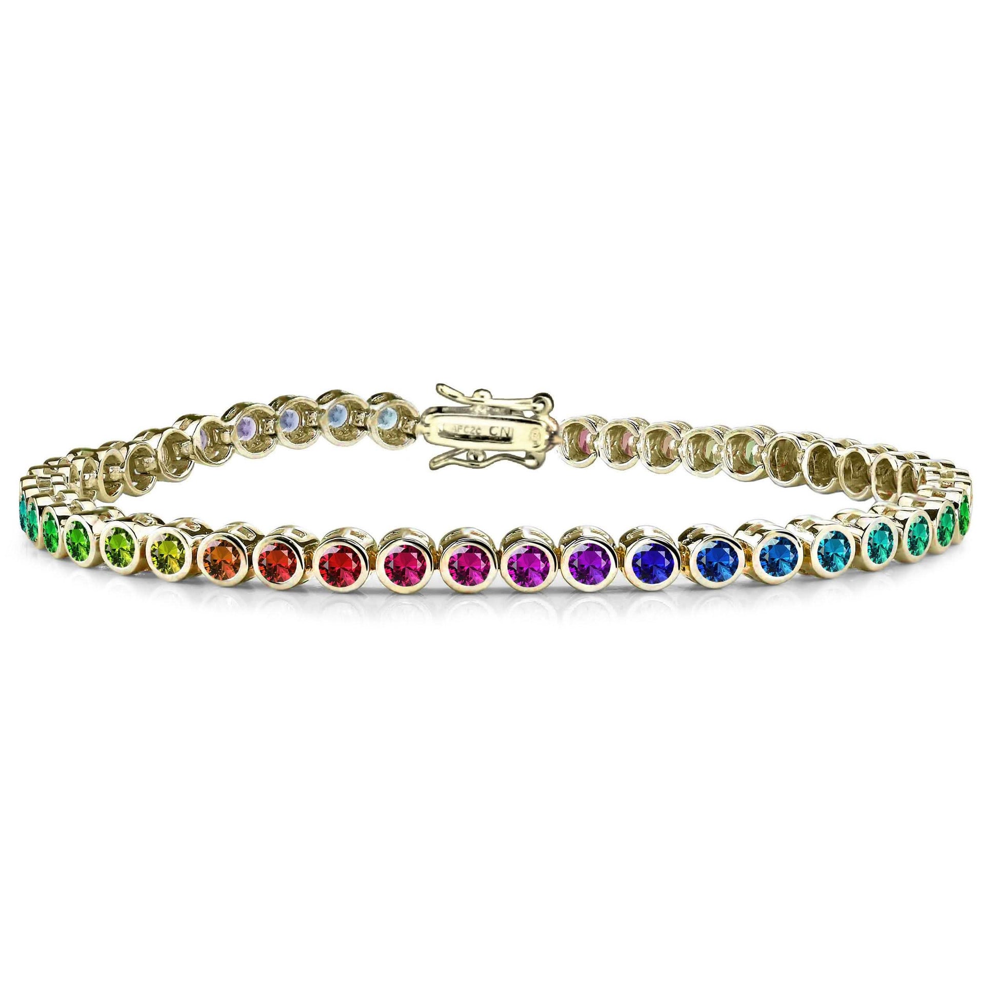 14K Gold Plated 3MM Multi Color Tennis Bracelet DailySale