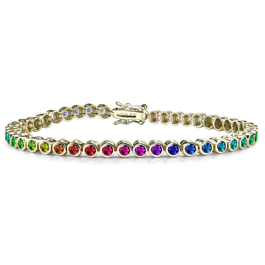 14K Gold Plated 3MM Multi Color Tennis Bracelet DailySale