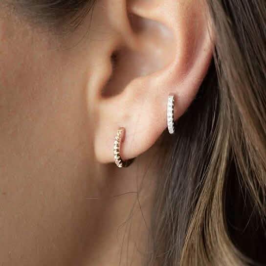14K Gold Plated Cubic Zirconia Cuff Huggie Earrings DailySale