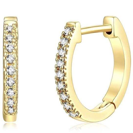 14K Gold Plated Cubic Zirconia Cuff Huggie Earrings DailySale