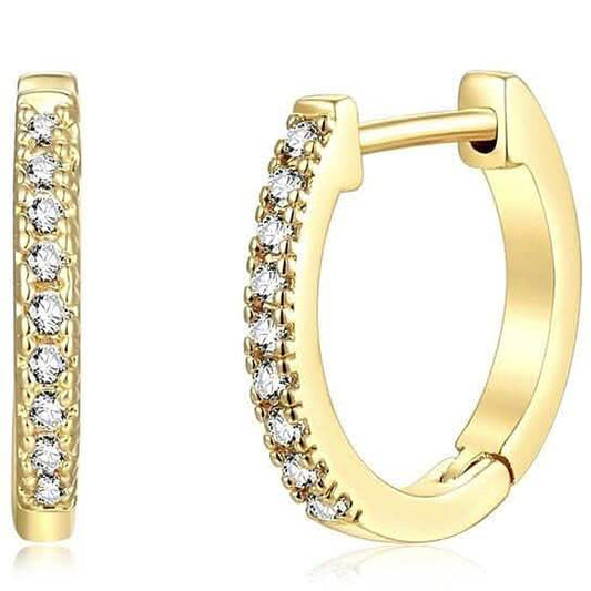 14K Gold Plated Cubic Zirconia Cuff Huggie Earrings DailySale