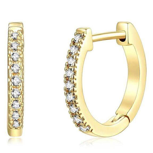 14K Gold Plated Cubic Zirconia Cuff Huggie Earrings DailySale