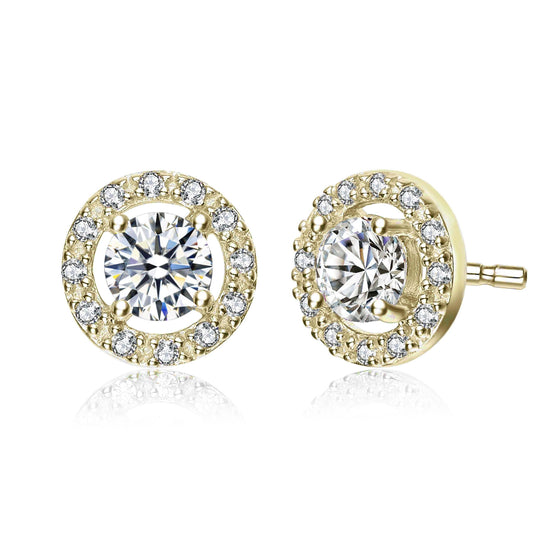 14K Gold Plated Halo CZ Stud Earring DailySale
