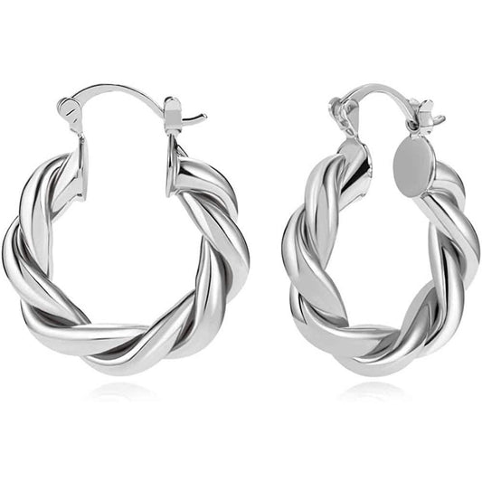 14K Gold Plated Twisted Gold Chunky Hoop Earrings DailySale