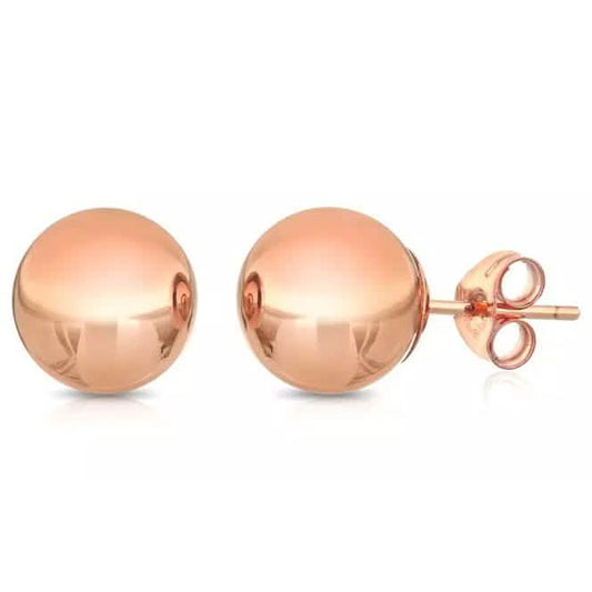 14K Solid Rose Gold Ball Stud Earrings DailySale