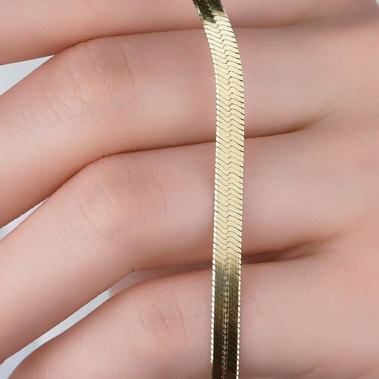 14K Solid Yellow Gold 8" 4.00MM Herringbone Bracelet DailySale