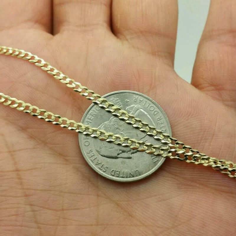 14K Solid Yellow Gold Cuban Link Chain Necklace DailySale