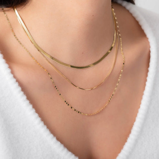 14K Solid Yellow Gold High Polish Herringbone Necklace Chain 2mm DailySale