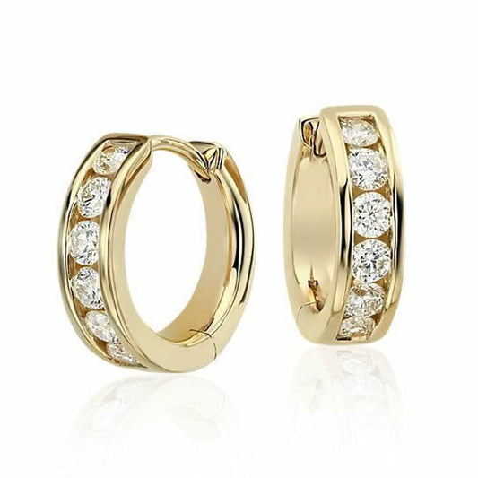 14K Solid Yellow Gold Round Huggies Hoops Earrings 11mm DailySale