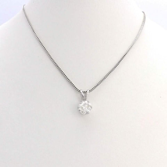 14K White Gold 1Ct Round European Cut Solitaire Diamond Pendant Necklace DailySale