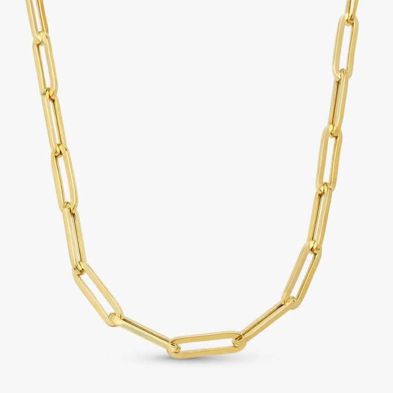 14k Yellow Gold 4mm Paperclip Chain Cable Link Necklace DailySale