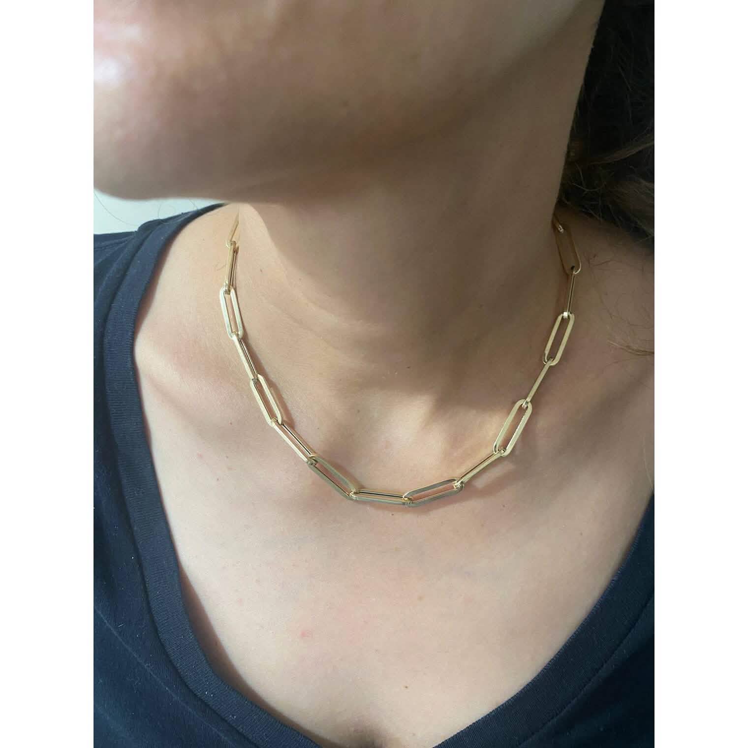 14k Yellow Gold 4mm Paperclip Chain Cable Link Necklace DailySale