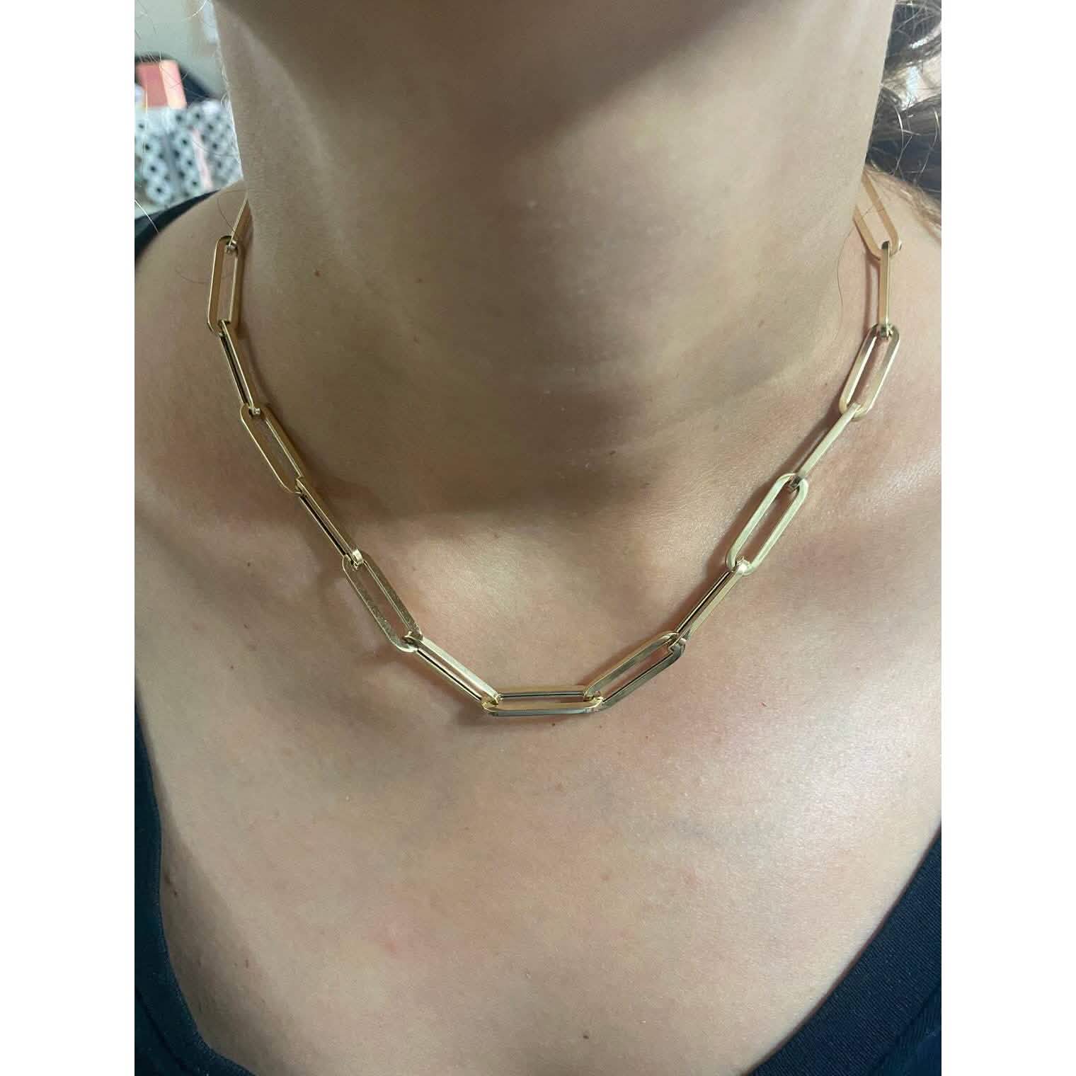 14k Yellow Gold 4mm Paperclip Chain Cable Link Necklace DailySale