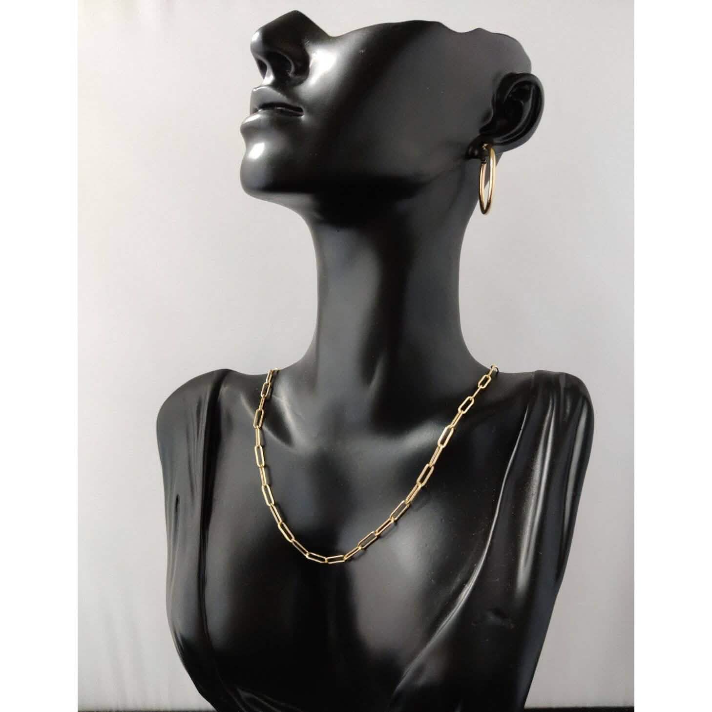 14k Yellow Gold 4mm Paperclip Chain Cable Link Necklace DailySale