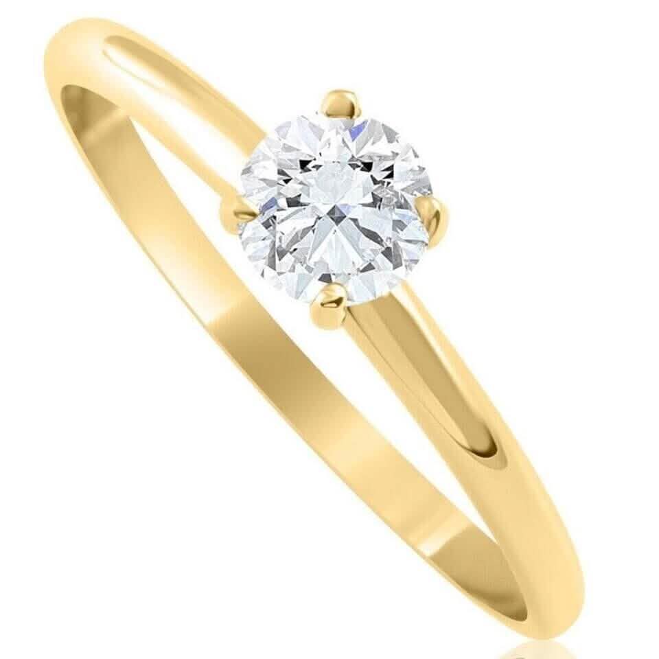 14k Yellow Gold 5/8Ct Round-Cut Solitaire Diamond Engagement Ring High Polished DailySale