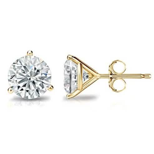 14K Yellow Gold 8mm Round Cut Crystal Studs DailySale