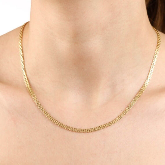 14K Yellow Solid Gold Round Bismark Chain Necklace 2.5mm 24" DailySale