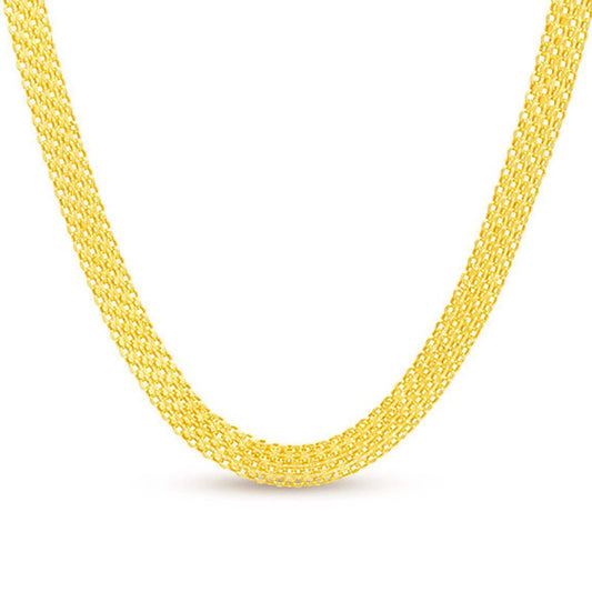 14K Yellow Solid Gold Round Bismark Chain Necklace 6MM DailySale