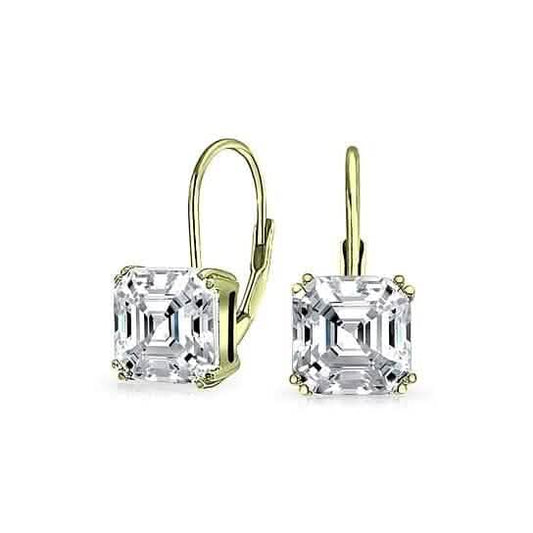 1.5 Carat Cz White Topaz Asscher-cut Leverback Earrings Sterling Silver Gold Tone DailySale