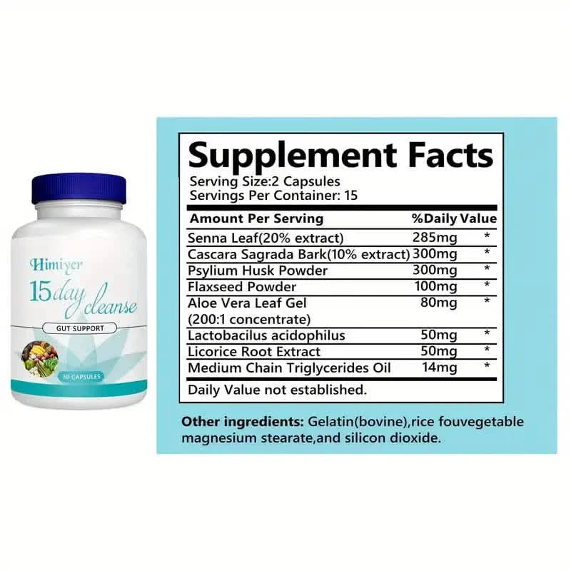 15 Day Cleanse - Probiotics, Potency Gut, Colon, Digestion Support Supplement DailySale