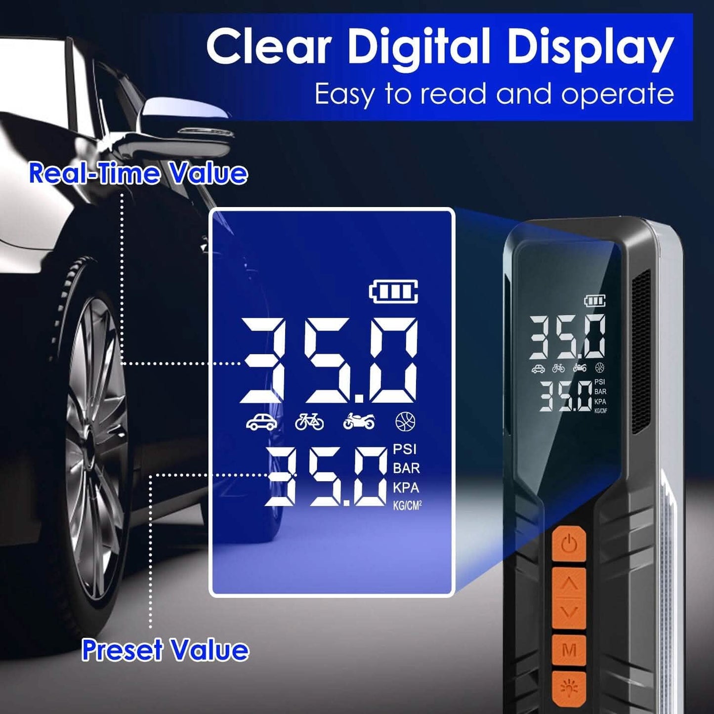 150 PSI Portable Tire Inflator Cordless Digital Air Compressor DailySale