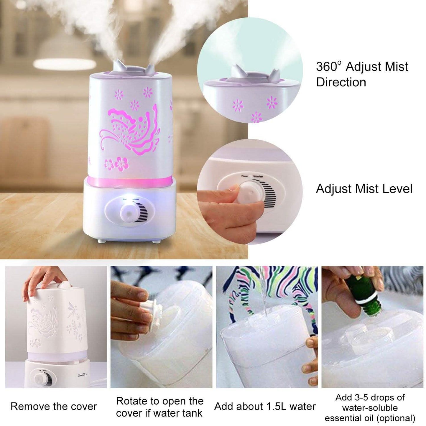 1500ml Ultrasonic Aroma Essential Oil Diffuser DailySale
